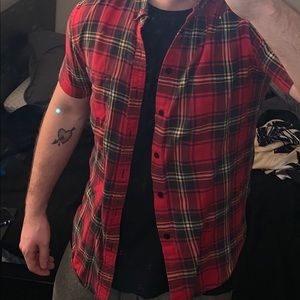 Topman Plaid Short Sleeve Shirt